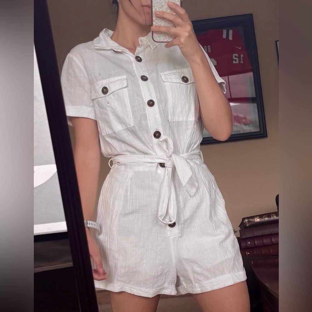 White Button-Up romper